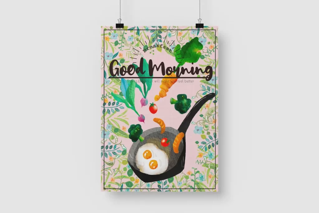 カフェの朝食ポスターデザイン