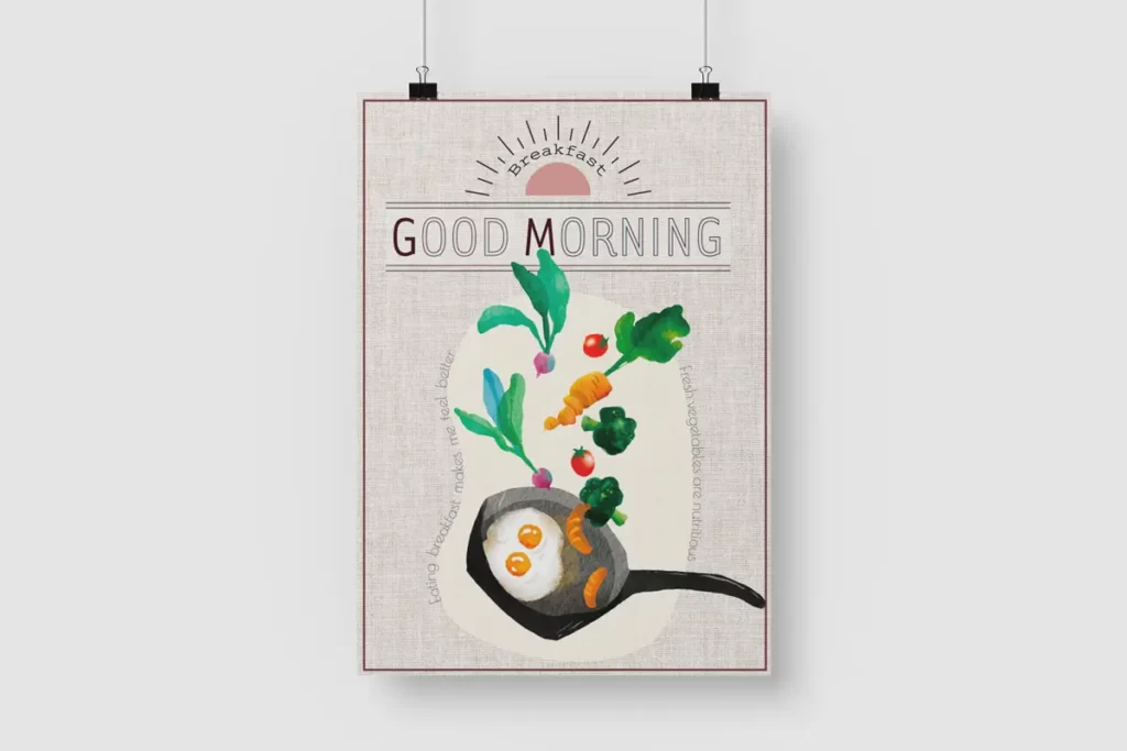 カフェの朝食ポスターデザイン