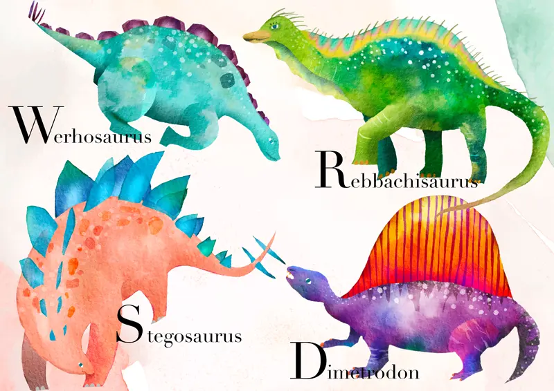 ウェルホサウルス、レバッキサウルス、ステゴサウルス、ディメトロドン
